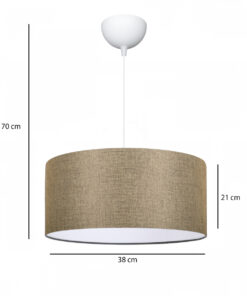 GloboStar® LOFTY 204-0090 Μοντέρνο Κρεμαστό Φωτιστικό Kαπέλο Μονόφωτο 1 x E27 IP20 Μπεζ Ύφασμα -Μ38 x Π38 x Υ70cm