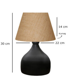 GloboStar® PYRAMID 204-0057 Μοντέρνο Eπιτραπέζιο Φωτιστικό Μονόφωτο 1 x E27 IP20 Μαύρο Μέταλλο με Μπεζ Ύφασμα – Μ22 x Π22 x Υ30cm