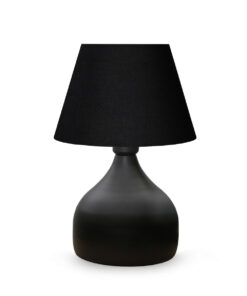 GloboStar® PYRAMID 204-0058 Μοντέρνο Eπιτραπέζιο Φωτιστικό Μονόφωτο 1 x E27 IP20 Μαύρο Μέταλλο με Μαύρο Ύφασμα – Μ22 x Π22 x Υ30cm