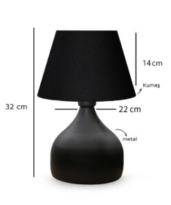 GloboStar® PYRAMID 204-0058 Μοντέρνο Eπιτραπέζιο Φωτιστικό Μονόφωτο 1 x E27 IP20 Μαύρο Μέταλλο με Μαύρο Ύφασμα – Μ22 x Π22 x Υ30cm