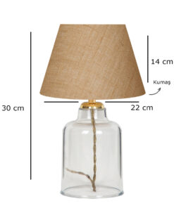 GloboStar® TRANS 204-0055 Μοντέρνο Eπιτραπέζιο Φωτιστικό Μονόφωτο 1 x E27 IP20 Διάφανο Πλαστικό με Μπεζ Ύφασμα – Μ22 x Π22 x Υ14cm