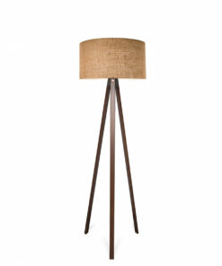 GloboStar® SAGA 204-0037 Μοντέρνο Eπιδαπέδιο Φωτιστικό Μονόφωτο 1 x E27 IP20 Καρυδί Ξύλο με Mπεζ Ύφασμα – Μ38 x Π38 x Υ140cm