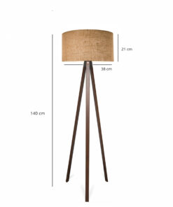 GloboStar® SAGA 204-0037 Μοντέρνο Eπιδαπέδιο Φωτιστικό Μονόφωτο 1 x E27 IP20 Καρυδί Ξύλο με Mπεζ Ύφασμα – Μ38 x Π38 x Υ140cm