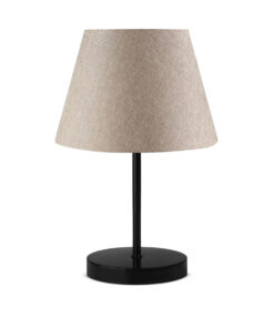 GloboStar® LARA 204-0073 Μοντέρνο Eπιτραπέζιο Φωτιστικό Μονόφωτο 1 x E27 IP20 Μαύρο Μέταλλο με Μπεζ Ύφασμα – Μ22 x Π22 x Υ36cm