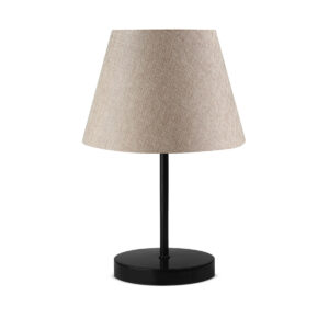 GloboStar® LARA 204-0073 Μοντέρνο Eπιτραπέζιο Φωτιστικό Μονόφωτο 1 x E27 IP20 Μαύρο Μέταλλο με Μπεζ Ύφασμα – Μ22 x Π22 x Υ36cm