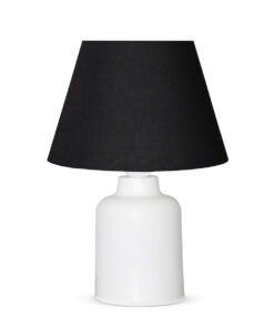 GloboStar® CIA 204-0081 Μοντέρνο Eπιτραπέζιο Φωτιστικό Μονόφωτο 1 x E27 IP20 Λευκό Πλαστικό με Μαύρο Ύφασμα – Μ24 x Π24 x Υ31cm