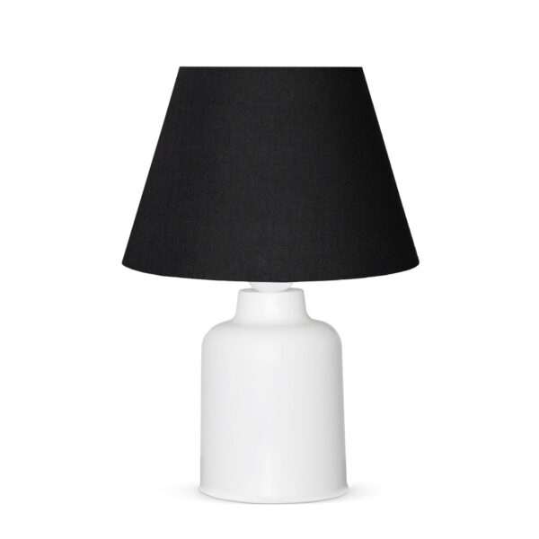 GloboStar® CIA 204-0081 Μοντέρνο Eπιτραπέζιο Φωτιστικό Μονόφωτο 1 x E27 IP20 Λευκό Πλαστικό με Μαύρο Ύφασμα – Μ24 x Π24 x Υ31cm