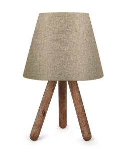 GloboStar® CAP 204-0067 Μοντέρνο Eπιτραπέζιο Φωτιστικό Μονόφωτο 1 x E27 IP20 Καρυδί Ξύλο με Μπεζ Ύφασμα – Μ22 x Π22 x Υ33cm