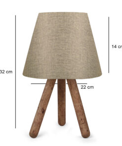 GloboStar® CAP 204-0067 Μοντέρνο Eπιτραπέζιο Φωτιστικό Μονόφωτο 1 x E27 IP20 Καρυδί Ξύλο με Μπεζ Ύφασμα – Μ22 x Π22 x Υ33cm