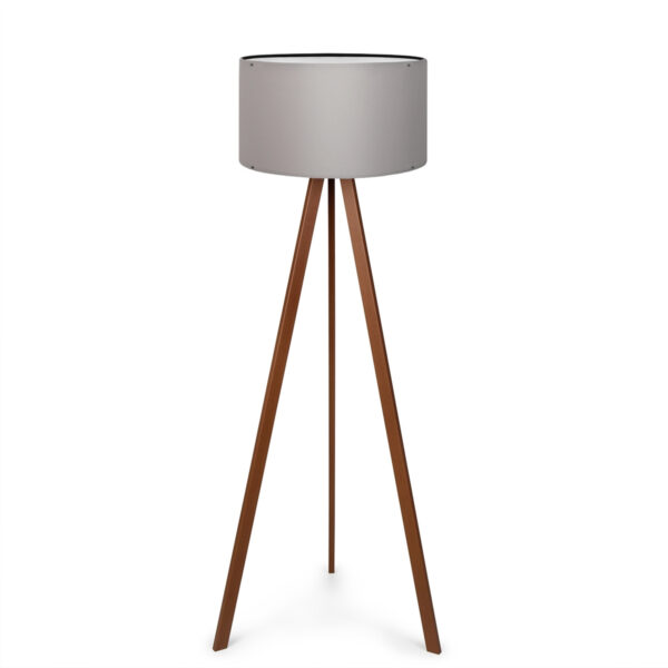 GloboStar® SAGA 204-0036 Μοντέρνο Eπιδαπέδιο Φωτιστικό Μονόφωτο 1 x E27 IP20 Καρυδί Ξύλο με Γκρι Ύφασμα – Μ38 x Π38 x Υ140cm