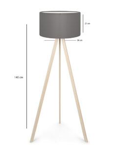 GloboStar® SAGA 204-0048 Μοντέρνο Eπιδαπέδιο Φωτιστικό Μονόφωτο 1 x E27 IP20 Μπεζ Ξύλο με Γκρι Ύφασμα – Μ38 x Π38 x Υ140cm