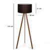 GloboStar® SAGA 204-0034 Μοντέρνο Eπιδαπέδιο Φωτιστικό Μονόφωτο 1 x E27 IP20 Καρυδί Ξύλο με Καφέ Ύφασμα – Μ38 x Π38 x Υ140cm