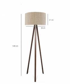 GloboStar® SAGA 204-0040 Μοντέρνο Eπιδαπέδιο Φωτιστικό Μονόφωτο 1 x E27 IP20 Καρυδί Ξύλο με Μπεζ Ύφασμα – Μ38 x Π38 x Υ140cm