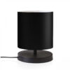 GloboStar® MINNIE 204-0063 Μοντέρνο Eπιτραπέζιο Φωτιστικό Μονόφωτο 1 x E27 IP20 Μαύρο Ξύλο με Μαύρο Ύφασμα – Μ15 x Π15 x Υ22cm