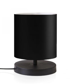 GloboStar® MINNIE 204-0063 Μοντέρνο Eπιτραπέζιο Φωτιστικό Μονόφωτο 1 x E27 IP20 Μαύρο Ξύλο με Μαύρο Ύφασμα – Μ15 x Π15 x Υ22cm