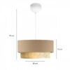 GloboStar® BIGGIE 204-0096 Μοντέρνο Κρεμαστό Φωτιστικό Kαπέλο Μονόφωτο 1 x E27 IP20 Μπεζ  Ύφασμα με Μπεζ Rattan – Μ30 x Π30 x Υ70cm