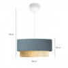 GloboStar® BIGGIE 204-0094 Μοντέρνο Κρεμαστό Φωτιστικό Kαπέλο Μονόφωτο 1 x E27 IP20 Μπλε Ύφασμα με Μπεζ Rattan – Μ30 x Π30 x Υ70cm