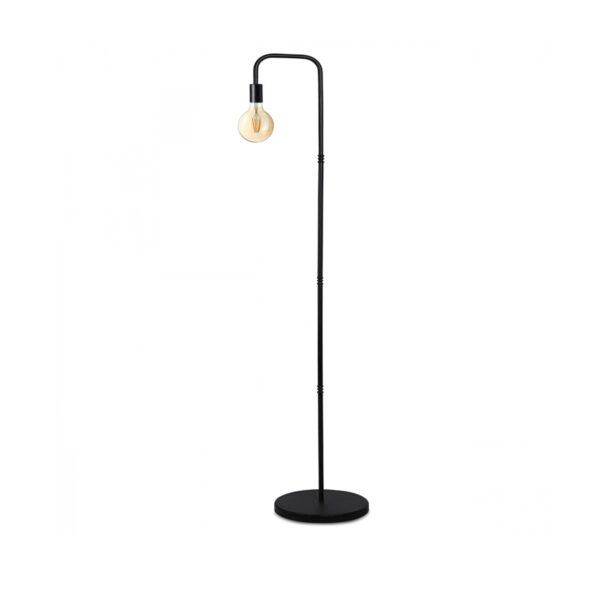 GloboStar® SNAKE 204-0053 Μοντέρνο Eπιδαπέδιο Φωτιστικό Μονόφωτο 1 x E27 IP20 Μαύρο Μέταλλο – Μ25 x Π25 x Υ151cm