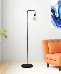 GloboStar® SNAKE 204-0053 Μοντέρνο Eπιδαπέδιο Φωτιστικό Μονόφωτο 1 x E27 IP20 Μαύρο Μέταλλο – Μ25 x Π25 x Υ151cm