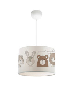 GloboStar® BEAR 204-0018 Παιδικό Κρεμαστό Φωτιστικό Φιγούρα Μονόφωτο 1 x E27 IP20 Λευκό Ύφασμα – Μ28 x Π28 x Υ70cm