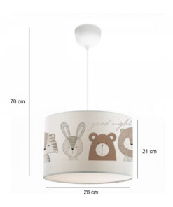 GloboStar® BEAR 204-0018 Παιδικό Κρεμαστό Φωτιστικό Φιγούρα Μονόφωτο 1 x E27 IP20 Λευκό Ύφασμα – Μ28 x Π28 x Υ70cm