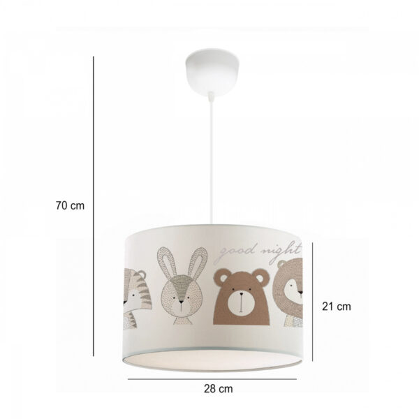 GloboStar® BEAR 204-0018 Παιδικό Κρεμαστό Φωτιστικό Φιγούρα Μονόφωτο 1 x E27 IP20 Λευκό Ύφασμα – Μ28 x Π28 x Υ70cm