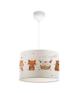 GloboStar® OWL 204-0017 Παιδικό Κρεμαστό Φωτιστικό Φιγούρα Μονόφωτο 1 x E27 IP20 Λευκό Ύφασμα – Μ28 x Π28 x Υ70cm