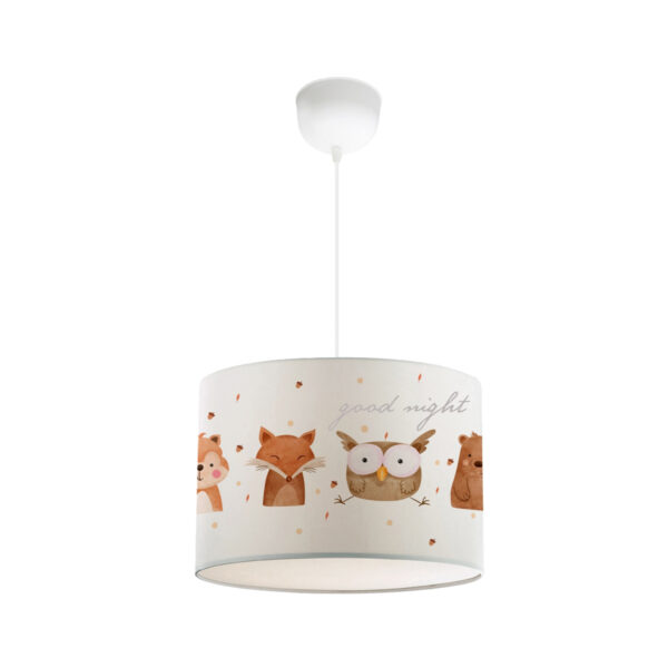 GloboStar® OWL 204-0017 Παιδικό Κρεμαστό Φωτιστικό Φιγούρα Μονόφωτο 1 x E27 IP20 Λευκό Ύφασμα – Μ28 x Π28 x Υ70cm