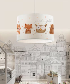 GloboStar® OWL 204-0017 Παιδικό Κρεμαστό Φωτιστικό Φιγούρα Μονόφωτο 1 x E27 IP20 Λευκό Ύφασμα – Μ28 x Π28 x Υ70cm