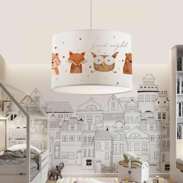 GloboStar® OWL 204-0017 Παιδικό Κρεμαστό Φωτιστικό Φιγούρα Μονόφωτο 1 x E27 IP20 Λευκό Ύφασμα – Μ28 x Π28 x Υ70cm