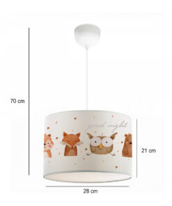 GloboStar® OWL 204-0017 Παιδικό Κρεμαστό Φωτιστικό Φιγούρα Μονόφωτο 1 x E27 IP20 Λευκό Ύφασμα – Μ28 x Π28 x Υ70cm