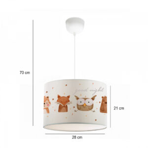 GloboStar® OWL 204-0017 Παιδικό Κρεμαστό Φωτιστικό Φιγούρα Μονόφωτο 1 x E27 IP20 Λευκό Ύφασμα – Μ28 x Π28 x Υ70cm