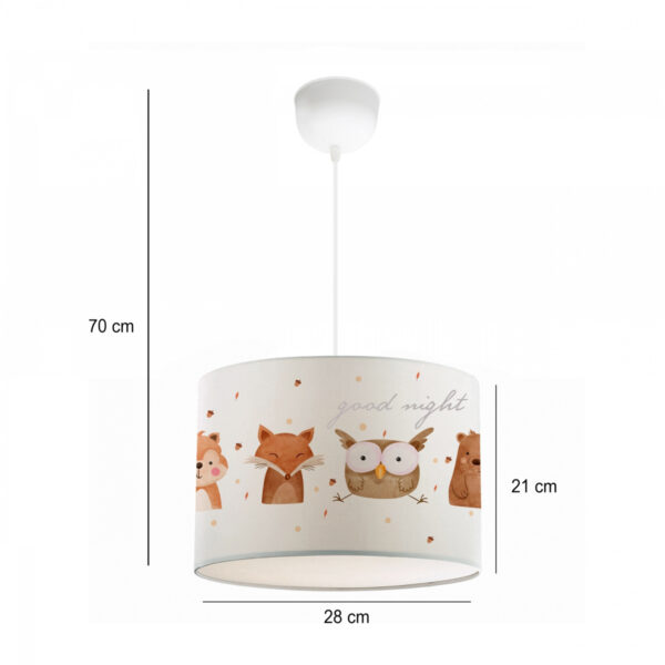 GloboStar® OWL 204-0017 Παιδικό Κρεμαστό Φωτιστικό Φιγούρα Μονόφωτο 1 x E27 IP20 Λευκό Ύφασμα – Μ28 x Π28 x Υ70cm