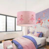 GloboStar® BALLERINA 204-0015 Παιδικό Κρεμαστό Φωτιστικό Φιγούρα Μονόφωτο 1 x E27 IP20 Ροζ Ύφασμα – Μ28 x Π28 x Υ70cm