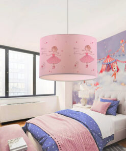 GloboStar® BALLERINA 204-0015 Παιδικό Κρεμαστό Φωτιστικό Φιγούρα Μονόφωτο 1 x E27 IP20 Ροζ Ύφασμα – Μ28 x Π28 x Υ70cm