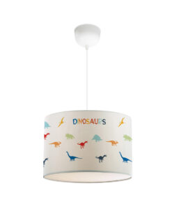 GloboStar® DINO 204-0014 Παιδικό Κρεμαστό Φωτιστικό Φιγούρα Μονόφωτο 1 x E27 IP20 Λευκό Ύφασμα – Μ30 x Π30 x Υ70cm