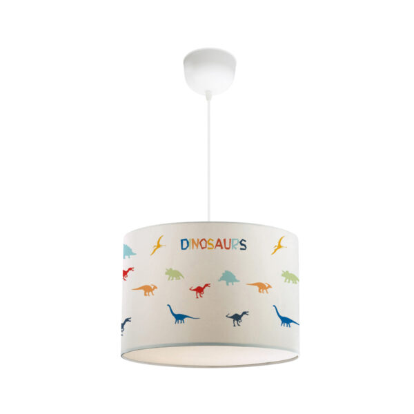 GloboStar® DINO 204-0014 Παιδικό Κρεμαστό Φωτιστικό Φιγούρα Μονόφωτο 1 x E27 IP20 Λευκό Ύφασμα – Μ30 x Π30 x Υ70cm