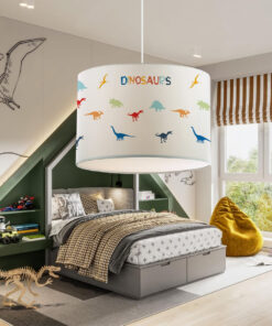 GloboStar® DINO 204-0014 Παιδικό Κρεμαστό Φωτιστικό Φιγούρα Μονόφωτο 1 x E27 IP20 Λευκό Ύφασμα – Μ30 x Π30 x Υ70cm