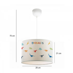 GloboStar® DINO 204-0014 Παιδικό Κρεμαστό Φωτιστικό Φιγούρα Μονόφωτο 1 x E27 IP20 Λευκό Ύφασμα – Μ30 x Π30 x Υ70cm