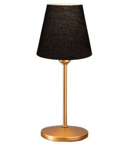GloboStar® GLOSSY 204-0056 Μοντέρνο Eπιτραπέζιο Φωτιστικό Μονόφωτο 1 x E27 IP20 Χρυσό Μέταλλο με Μαύρο Ύφασμα – Μ13 x Π13 x Υ37cm