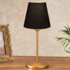 GloboStar® GLOSSY 204-0056 Μοντέρνο Eπιτραπέζιο Φωτιστικό Μονόφωτο 1 x E27 IP20 Χρυσό Μέταλλο με Μαύρο Ύφασμα – Μ13 x Π13 x Υ37cm