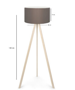 GloboStar® SAGA 204-0044 Μοντέρνο Eπιδαπέδιο Φωτιστικό Μονόφωτο 1 x E27 IP20 Μπεζ Ξύλο με Γκρι Ύφασμα – Μ38 x Π38 x Υ140cm