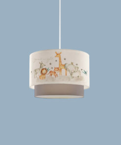 GloboStar® GIRAFFE 204-0008 Παιδικό Κρεμαστό Φωτιστικό Φιγούρα Μονόφωτο 1 x E27 IP20 Λευκό & Γκρι Ύφασμα – Μ30 x Π30 x Υ70cm