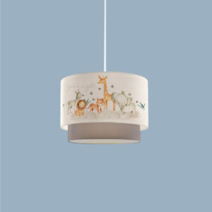 GloboStar® GIRAFFE 204-0008 Παιδικό Κρεμαστό Φωτιστικό Φιγούρα Μονόφωτο 1 x E27 IP20 Λευκό & Γκρι Ύφασμα – Μ30 x Π30 x Υ70cm