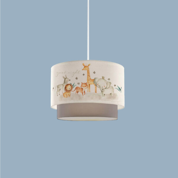 GloboStar® GIRAFFE 204-0008 Παιδικό Κρεμαστό Φωτιστικό Φιγούρα Μονόφωτο 1 x E27 IP20 Λευκό & Γκρι Ύφασμα – Μ30 x Π30 x Υ70cm
