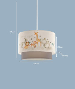 GloboStar® GIRAFFE 204-0008 Παιδικό Κρεμαστό Φωτιστικό Φιγούρα Μονόφωτο 1 x E27 IP20 Λευκό & Γκρι Ύφασμα – Μ30 x Π30 x Υ70cm