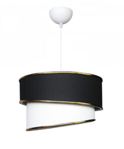 GloboStar® CYCLOP 204-0103 Μοντέρνο Κρεμαστό Φωτιστικό Kαπέλο Μονόφωτο 1 x E27 IP20 Μαύρο & Λευκό Ύφασμα – Μ30 x Π30 x Υ70cm