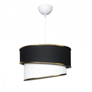 GloboStar® CYCLOP 204-0103 Μοντέρνο Κρεμαστό Φωτιστικό Kαπέλο Μονόφωτο 1 x E27 IP20 Μαύρο & Λευκό Ύφασμα – Μ30 x Π30 x Υ70cm