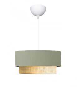 GloboStar® BIGGIE 204-0097 Μοντέρνο Κρεμαστό Φωτιστικό Kαπέλο Μονόφωτο 1 x E27 IP20 Τιρκουάζ Ύφασμα με Μπεζ Rattan – Μ30 x Π30 x Υ70cm