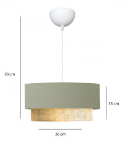 GloboStar® BIGGIE 204-0097 Μοντέρνο Κρεμαστό Φωτιστικό Kαπέλο Μονόφωτο 1 x E27 IP20 Τιρκουάζ Ύφασμα με Μπεζ Rattan – Μ30 x Π30 x Υ70cm